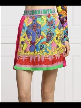 Versace Jeans Collection Vibrant Multicolor Baroque-Print Mini Skirt